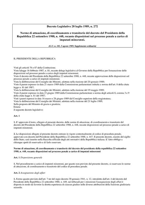 decreto legislativo 28 luglio 1989.